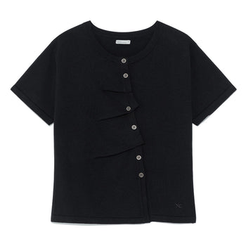 TCM - draped half knit cardigan (黑色) T-C1027