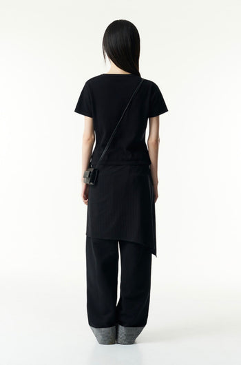 TCM - draped half knit cardigan (黑色) T-C1027