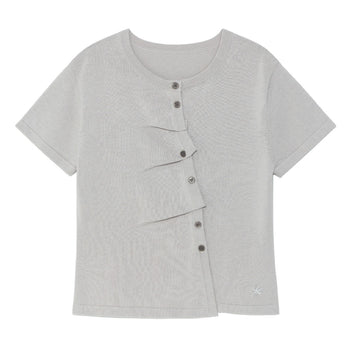 TCM - draped half knit cardigan (灰色) T-C1027