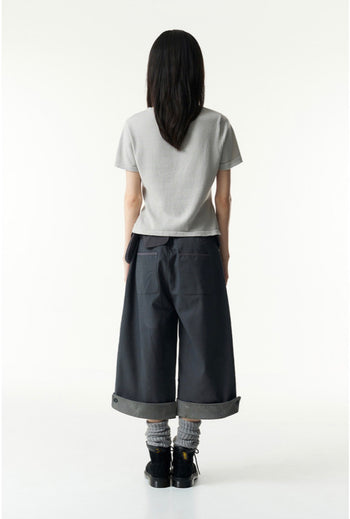 TCM - draped half knit cardigan (灰色) T-C1027