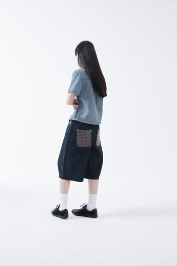 TCM - check pocket half pants (navy) P-C171