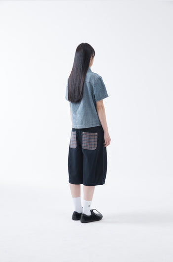 TCM - check pocket half pants (navy) P-C171