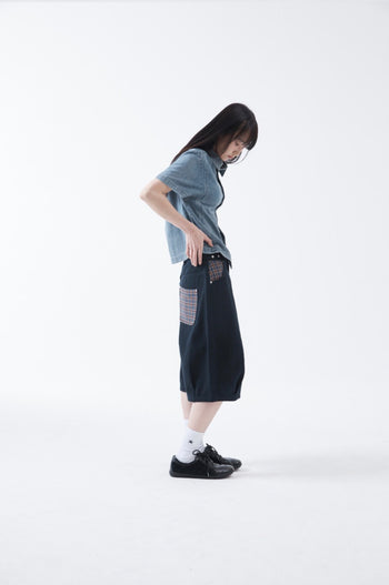 TCM - check pocket half pants (navy) P-C171