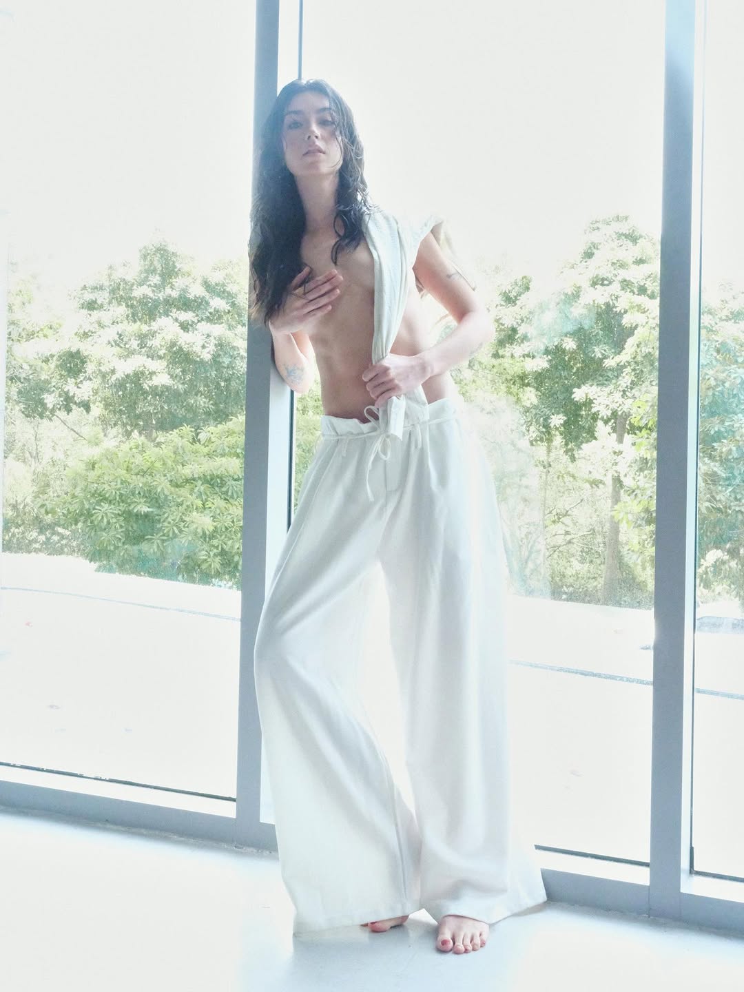 OWST - P-O149 白色抽繩長褲