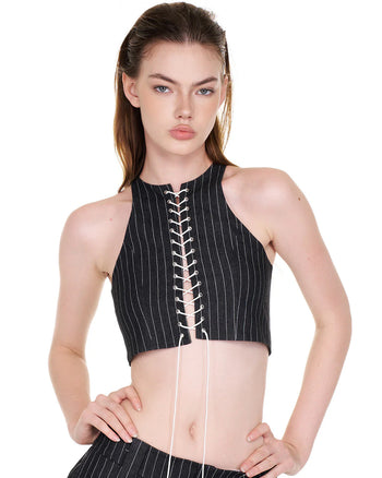 PUSH PUSH - PUSHIE STRIPED CORSET 條紋緊身馬甲 (黑色) T-P1015