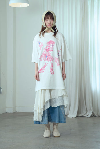 NICEGHOSTCLUB -  star shoes girl big big tee [白色] T-N1035