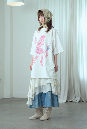 NICEGHOSTCLUB -  star shoes girl big big tee [白色] T-N1035