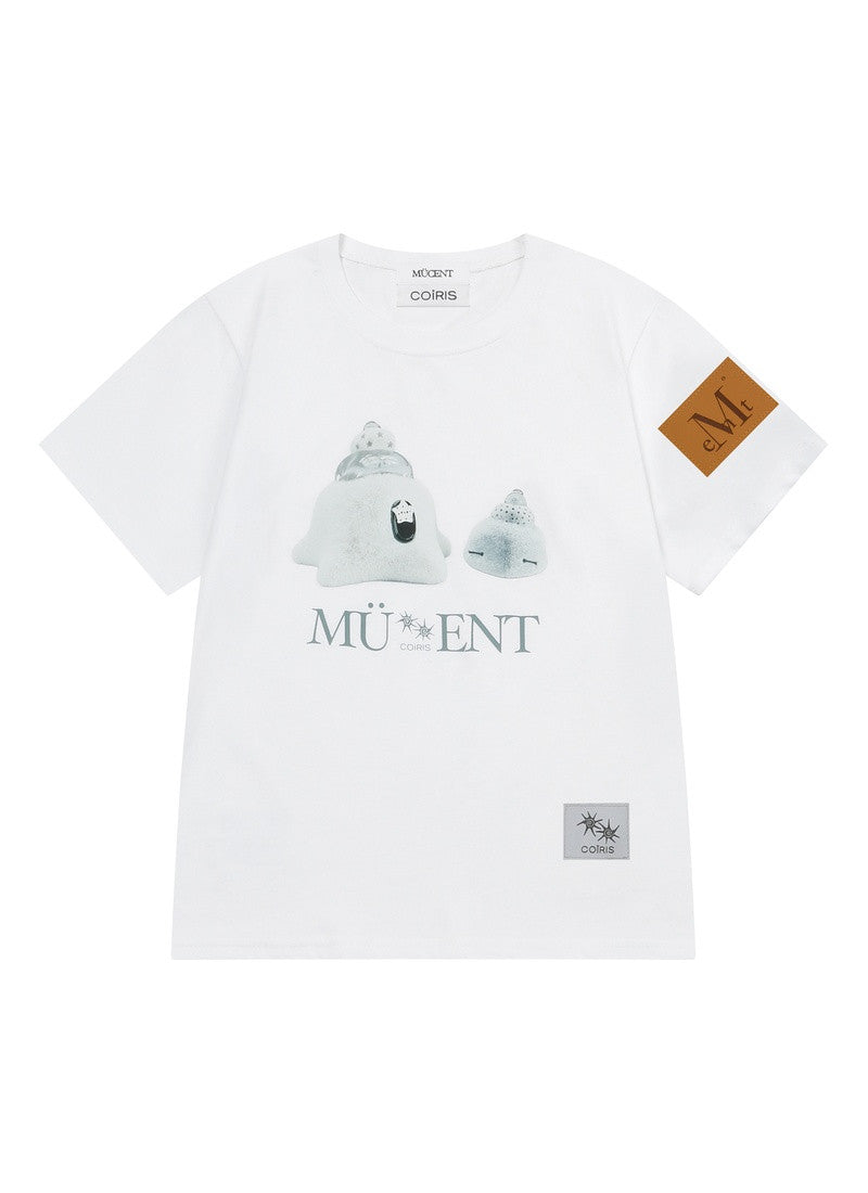 MUCENT X COIRIS MARINAE SIDE LEATHER PATCH HALF T (白色）T-C1041