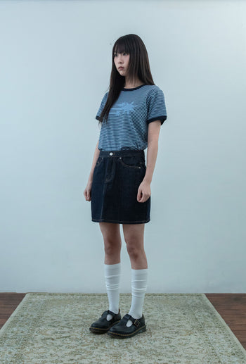 NICEGHOSTCLUB - STRIPE RUSH 3STAR RINGER CROP TEE 條紋短版T恤 [海軍藍] T-N226