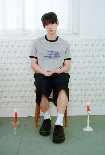 NICEGHOSTCLUB - RUSH 3STAR BASIC RINGER TEE 基本款圓領T恤 [淺灰色] T-N217