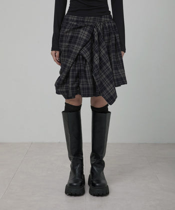 FLARE UP - Asymmetrical Draped Layered Skirt 不對稱垂褶層疊半身裙 P-F213