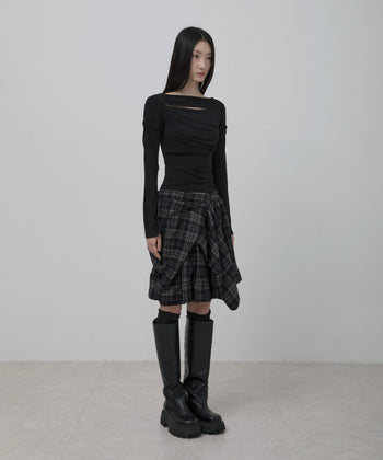 FLARE UP - Asymmetrical Draped Layered Skirt 不對稱垂褶層疊半身裙 P-F213
