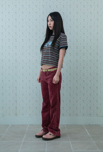 NICEGHOSTCLUB - STRIPE 3STAR BASIC RINGER TEE 條紋滾邊T恤 [棕色] T-N224