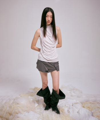 FLARE UP - Draped Sleeveless Top 垂褶無袖上衣 T-F1097 (白色)