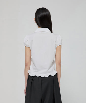 FLARE UP -  Cloud Puff Blouse 雲朵泡泡袖襯衫 T-F1094 (白色)