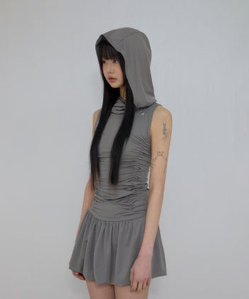 FLARE UP - Hooded High Neck Dress 連帽高領連身裙 P-F214 (灰色)