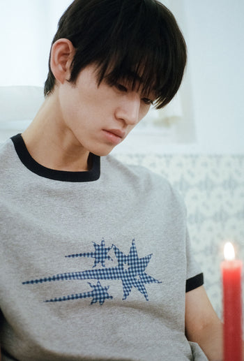 NICEGHOSTCLUB - RUSH 3STAR BASIC RINGER TEE 基本款圓領T恤 [淺灰色] T-N217