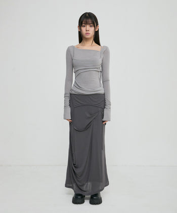 FLARE UP - Layered Bustier Long Sleeve 多層胸衣長袖 T-F1099 (灰色)