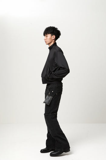 JOBDATASHEET - Basic Slim-Fit Stand-Collar Jacket with Leather Patch D58