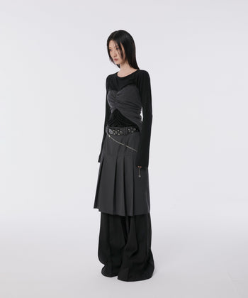 FLARE UP - Pleats Midi Skirt 褶襉中長裙 P-F215 (灰色)
