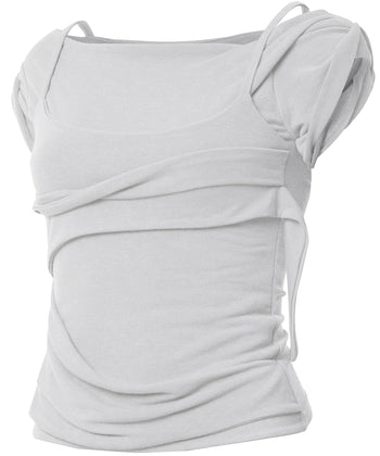 FLARE UP - Layered Bustier T-Shirt 疊層胸衣T卹 T-F1090 (白色)
