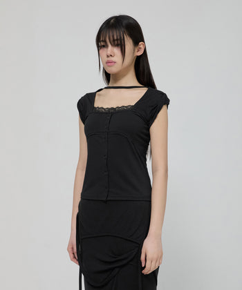 FLARE UP - Lace Sleeve Top 蕾絲袖上衣 T-F1092