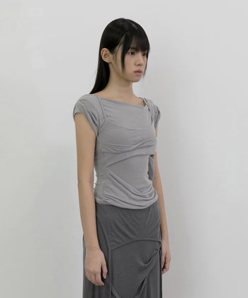 FLARE UP - Layered Bustier T-Shirt 疊層胸衣T卹 T-F1090 (灰色)