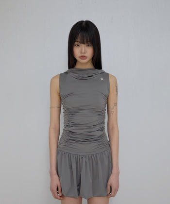 FLARE UP - Hooded High Neck Dress 連帽高領連身裙 P-F214 (灰色)