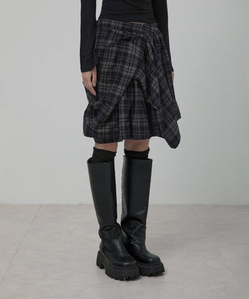 FLARE UP - Asymmetrical Draped Layered Skirt 不對稱垂褶層疊半身裙 P-F213