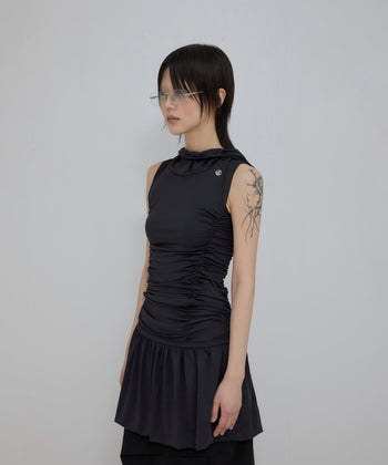 FLARE UP - Hooded High Neck Dress 連帽高領連身裙 P-F214 (黑色)