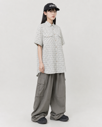 【GUBAN】S-K29 正韓復古格子口袋襯衫