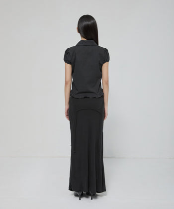 FLARE UP -  Cloud Puff Blouse 雲朵泡泡袖襯衫 T-F1094 (黑色)