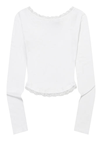 MUCENT - LACE V-NECK LONG SLEEVE T 蕾絲V領長袖T卹 T-M1106