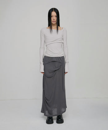 FLARE UP - Layered Bustier Long Sleeve 多層胸衣長袖 T-F1099 (白色)