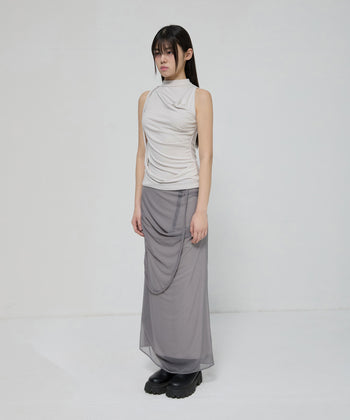 FLARE UP - Draped Sleeveless Top 垂褶無袖上衣 T-F1097 (白色)