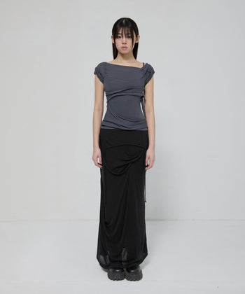 FLARE UP - Layered Bustier T-Shirt 疊層胸衣T卹 T-F1090 (深灰色)