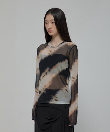 FLARE UP - Sheer Mesh Long Sleeve 透視網紗長袖 T-F1098
