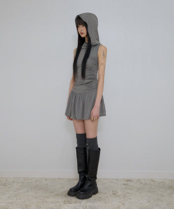 FLARE UP - Hooded High Neck Dress 連帽高領連身裙 P-F214 (灰色)