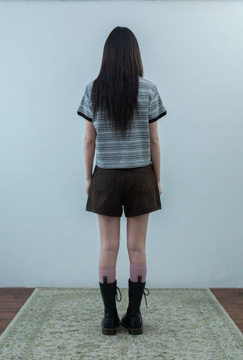 NICEGHOSTCLUB - STRIPE 3STAR BASIC RINGER TEE 條紋滾邊T恤 [灰色] T-N224