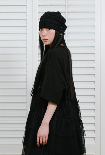 NICEGHOSTCLUB - ffats dot mesh turban beanie [黑色] AC-N67