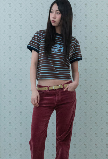 NICEGHOSTCLUB - STRIPE 3STAR BASIC RINGER TEE 條紋滾邊T恤 [棕色] T-N224