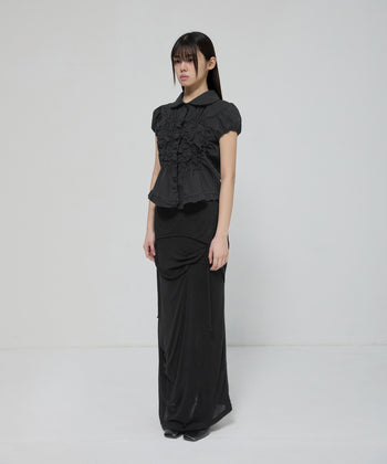 FLARE UP -  Cloud Puff Blouse 雲朵泡泡袖襯衫 T-F1094 (黑色)