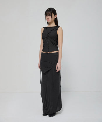 FLARE UP - Asymmetric Snap Hoodie 不對稱按扣連帽衫 T-F1096 (黑色)