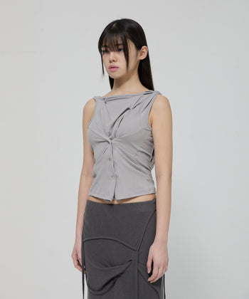 FLARE UP - Asymmetric Snap Hoodie 不對稱按扣連帽衫 T-F1096 (灰色)