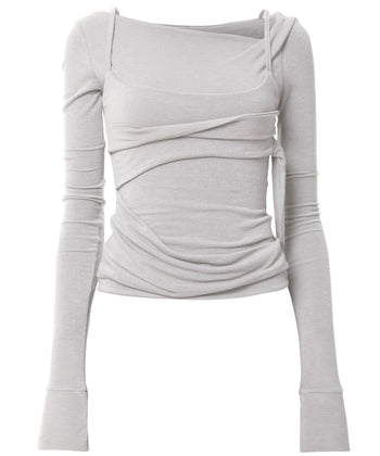 FLARE UP - Layered Bustier Long Sleeve 多層胸衣長袖 T-F1099 (白色)