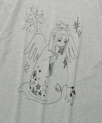 NICEGHOSTCLUB -  praying angel big big tee [灰色] T-N1034