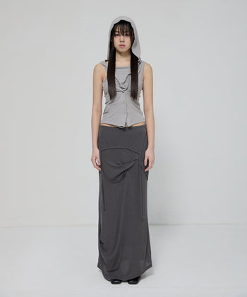 FLARE UP - Asymmetric Snap Hoodie 不對稱按扣連帽衫 T-F1096 (灰色)
