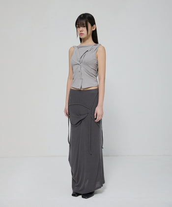 FLARE UP - Asymmetric Snap Hoodie 不對稱按扣連帽衫 T-F1096 (灰色)