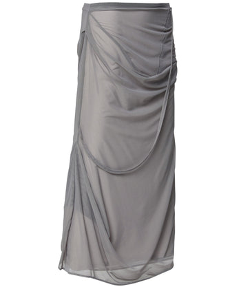 FLARE UP - Draped Mesh Layered Long Skirt 垂褶網紗層疊長裙 P-F210 (灰色)