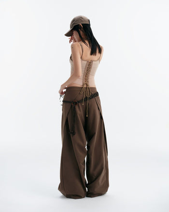 BUNNYHILL - P-B137 ARCHER PANTS 拼接垂片長褲